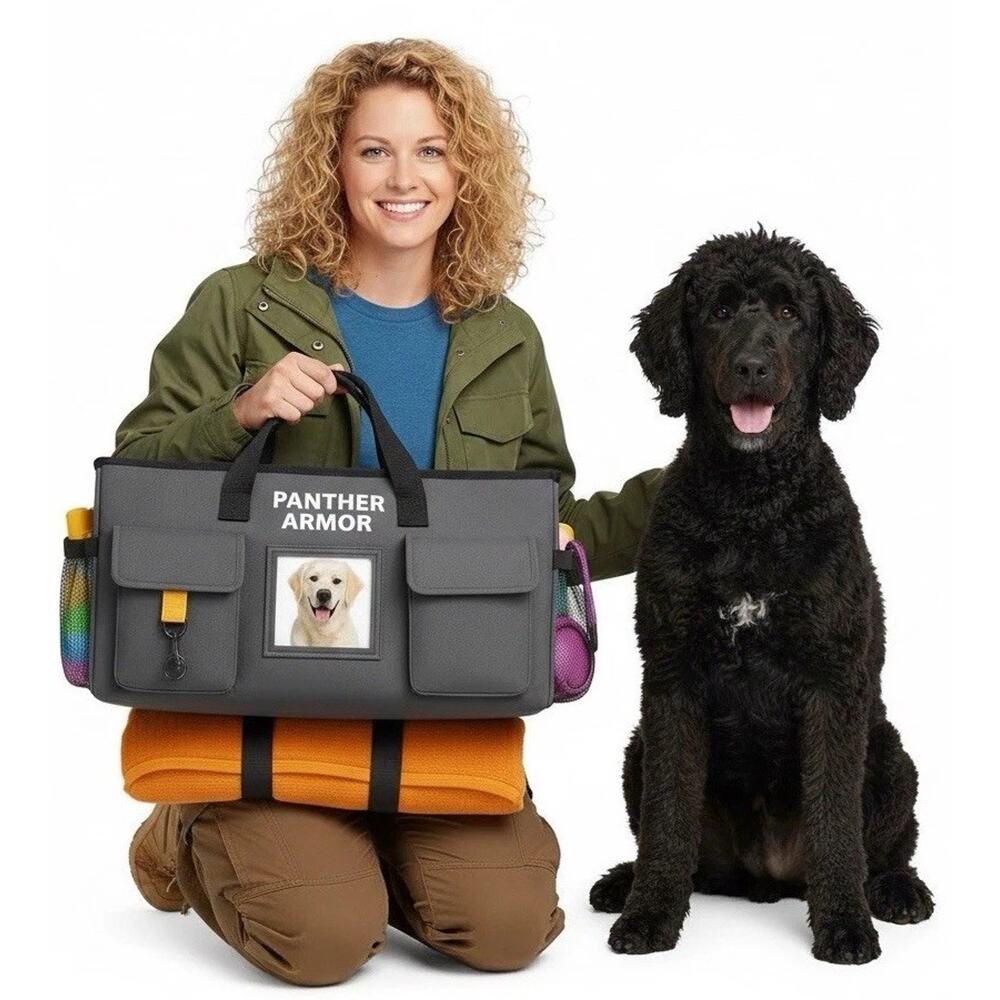 Panther Armor Dog Travel Organizer Bag Hanging Pet Supply Tote Gray